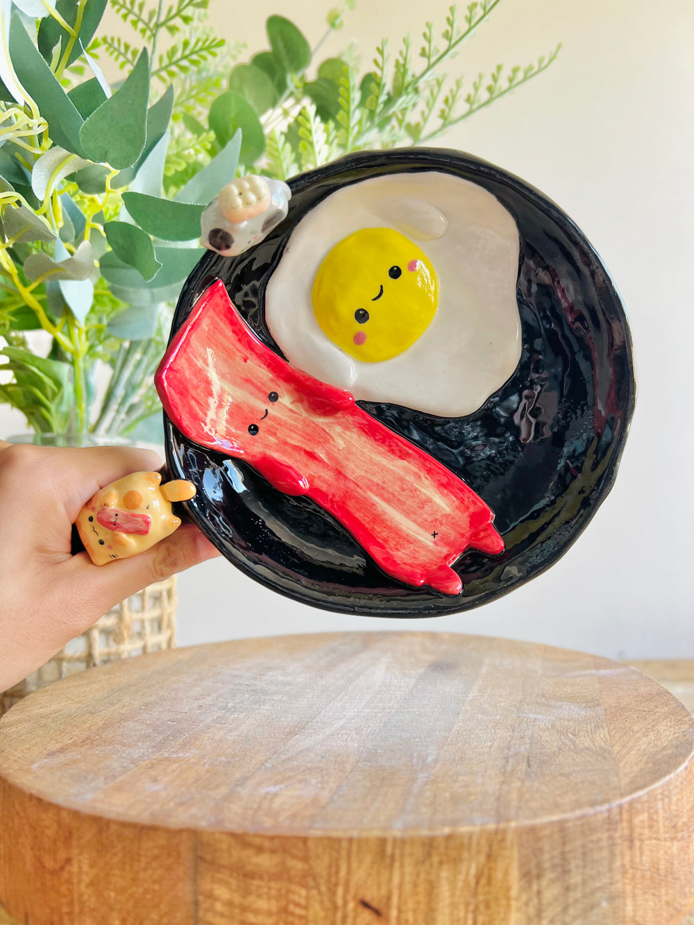 Bacon and egg pun love trinket dish/plate, photo 6 of 12