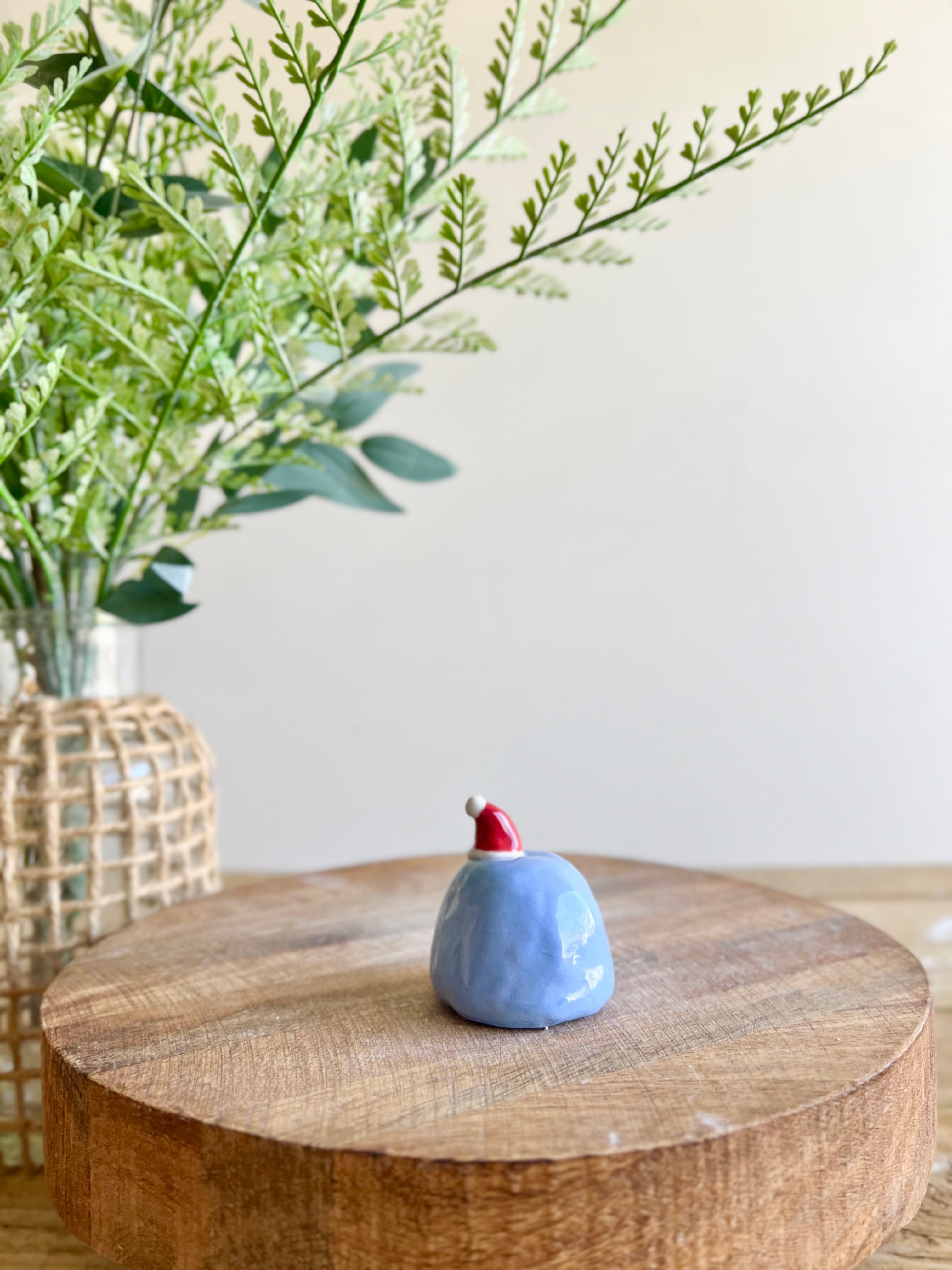Mini festive penguin with candy cane friend bud vase