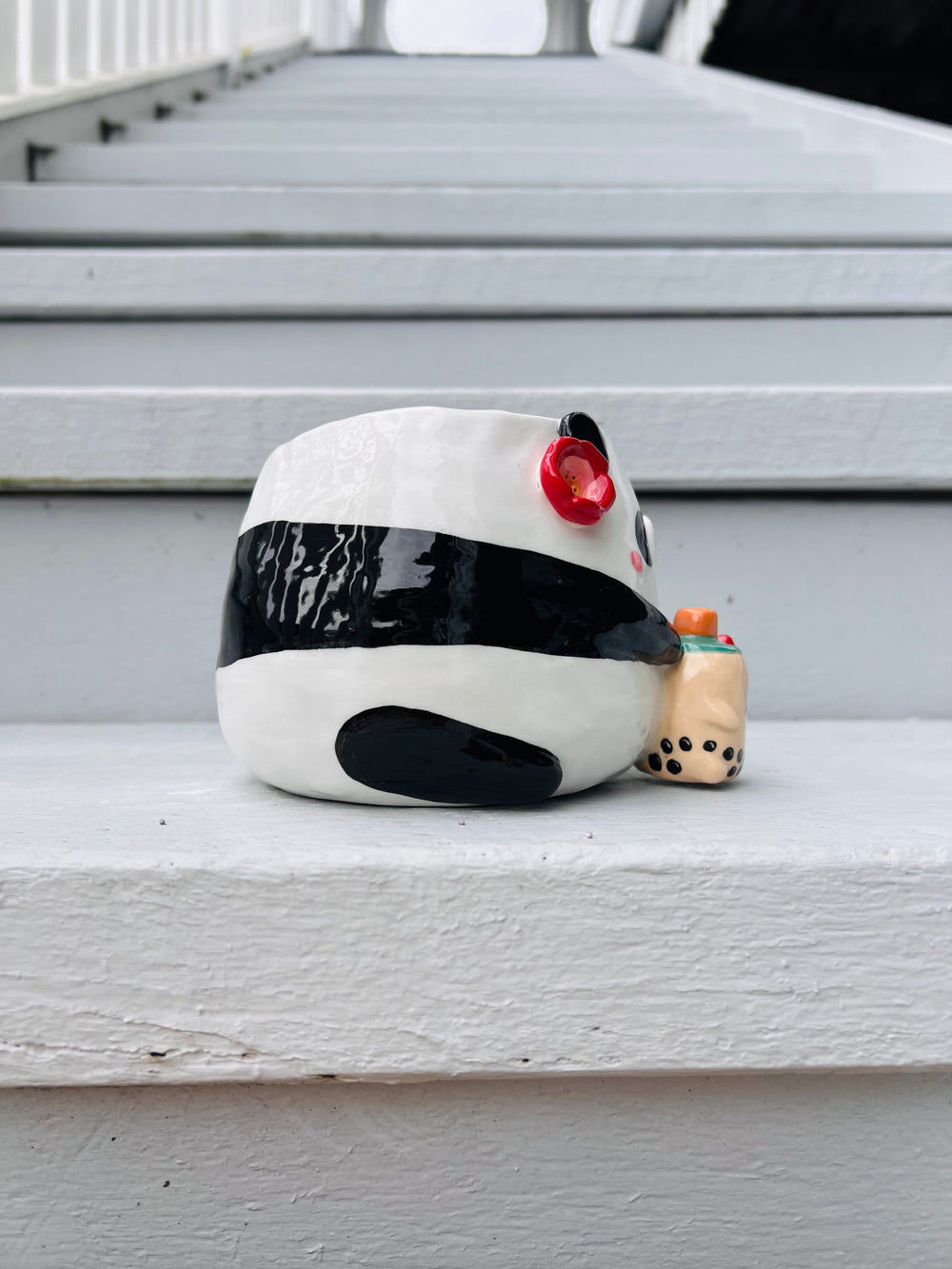2in1 Panda pot with bubble tea vase friend, photo 2 of 8