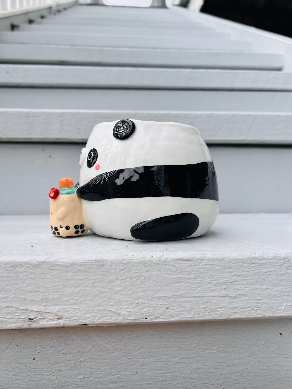 2in1 Panda pot with bubble tea vase friend, photo 4 of 8