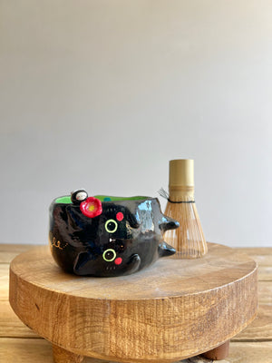 Black cat Matcha Bowl