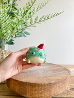 Festive grumpy Froggo bud vase #2