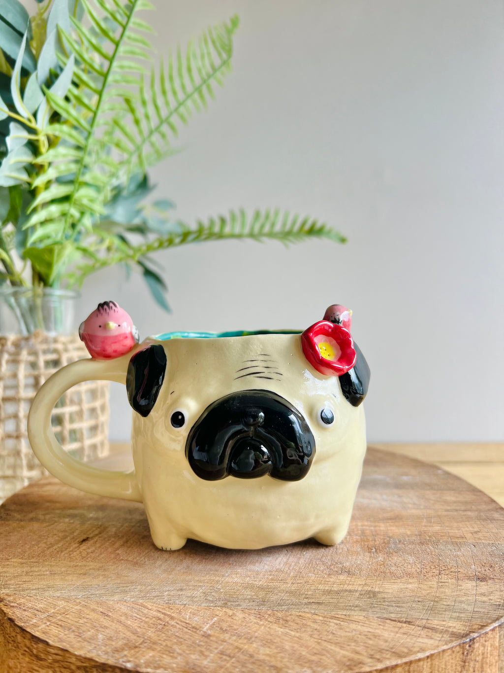 ‘Pugs and kisses’ Puggo muggo with pink galah friends #5