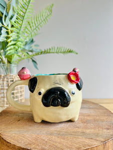 ‘Pugs and kisses’ Puggo muggo with pink galah friends #5