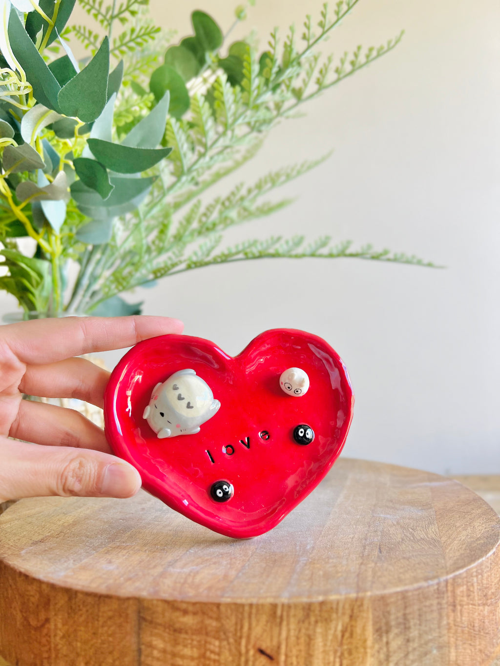 Sleeping Totoro love heart trinket dish