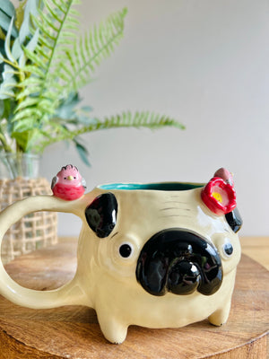 ‘Pugs and kisses’ Puggo muggo with pink galah friends #4