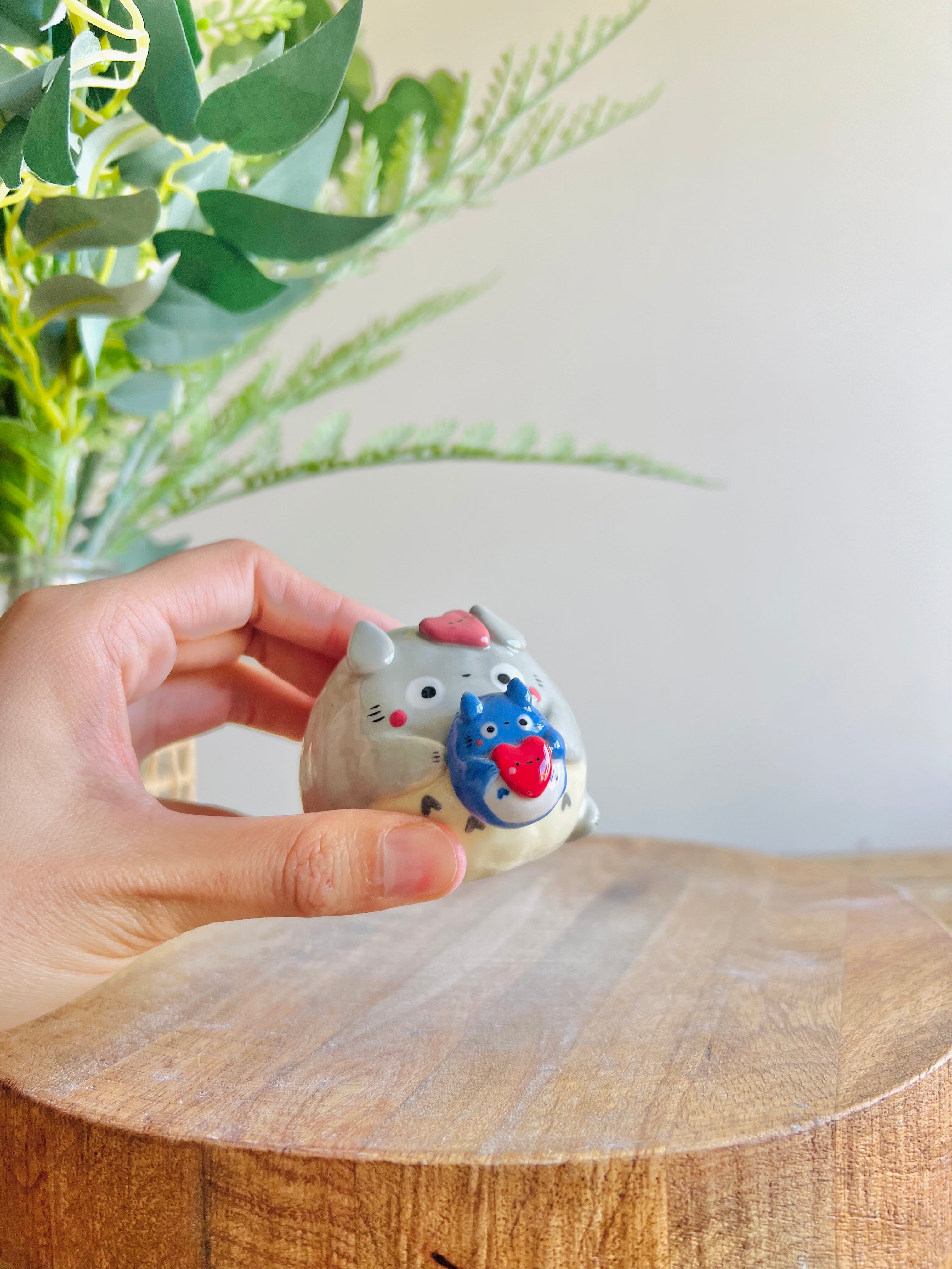 Totoro and Chibi Totoro bud vase