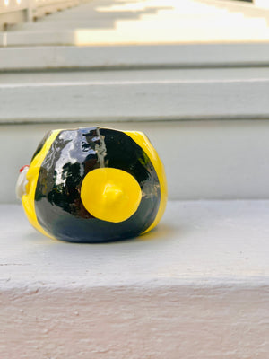 Sideways bee pot with Totoro friend