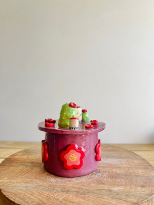 Cactus Bubble Tea Lidded Trinket pot