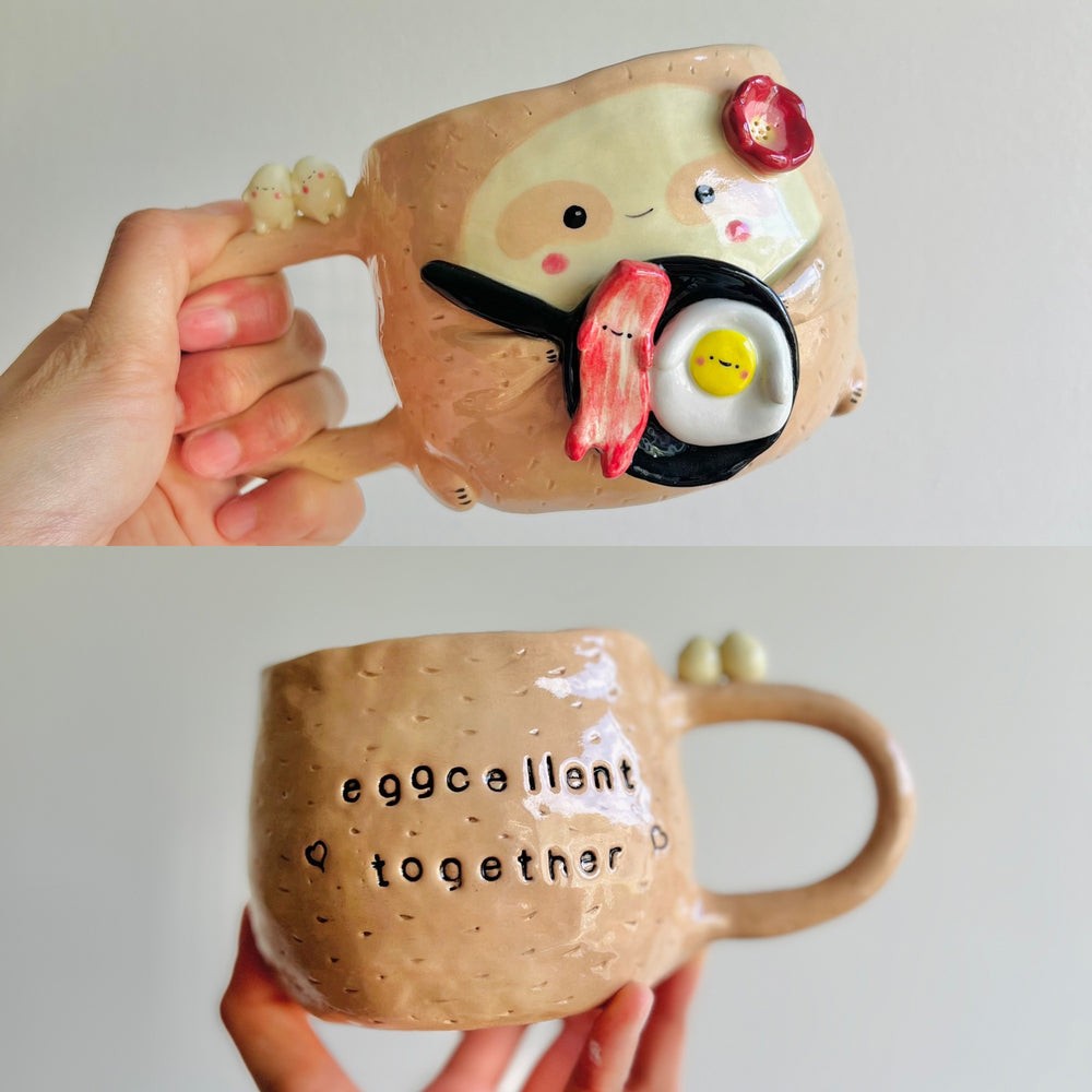 Bacon & eggs pun love Sloth mug, photo 10 of 14