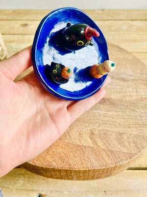 Black cats and pumpkins trinket dish