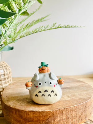 Totoro with pumpkin friends bud vase