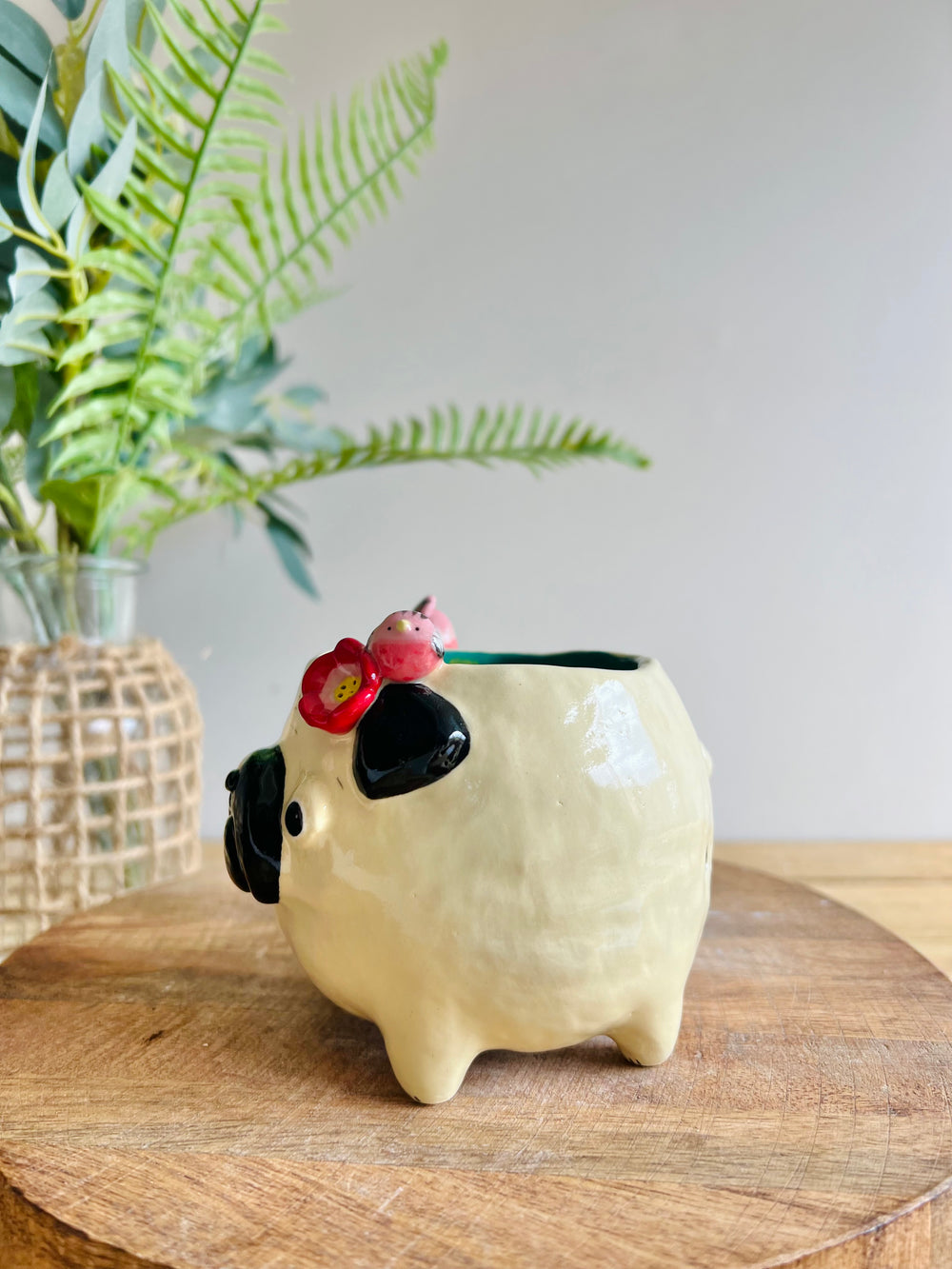 ‘Pugs and kisses’ Puggo muggo with pink galah friends #2, photo 7 of 8