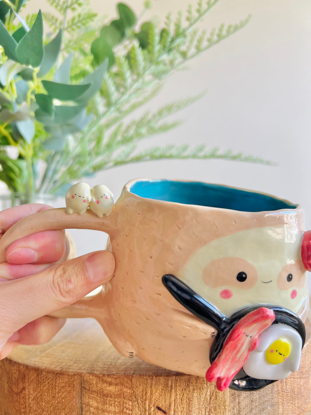 Bacon & eggs pun love Sloth mug, photo 7 of 14