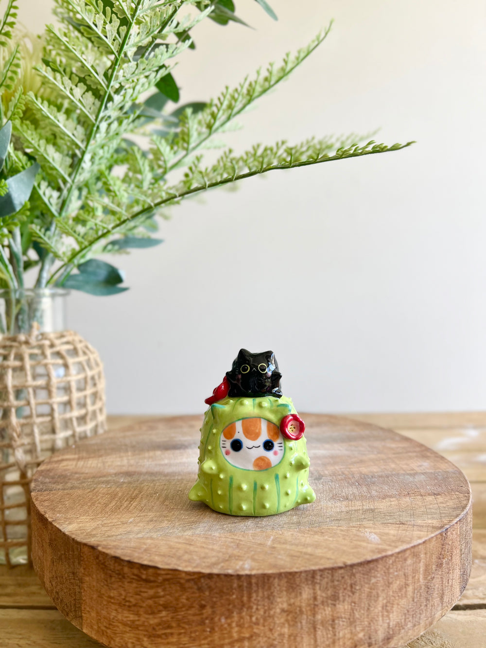 Ginger CAT-us with black cat friend bud vase, photo 2 of 14