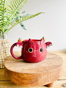 Bat mug with pumpkin friends