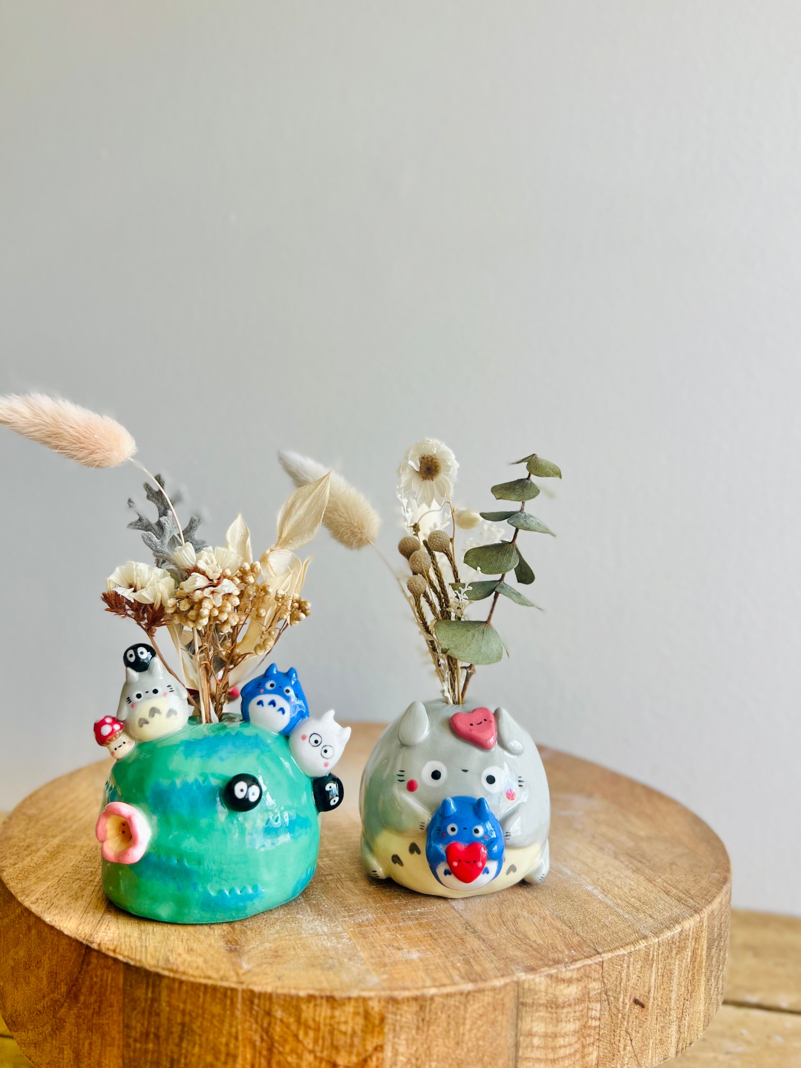 Totoro and Chibi Totoro bud vase