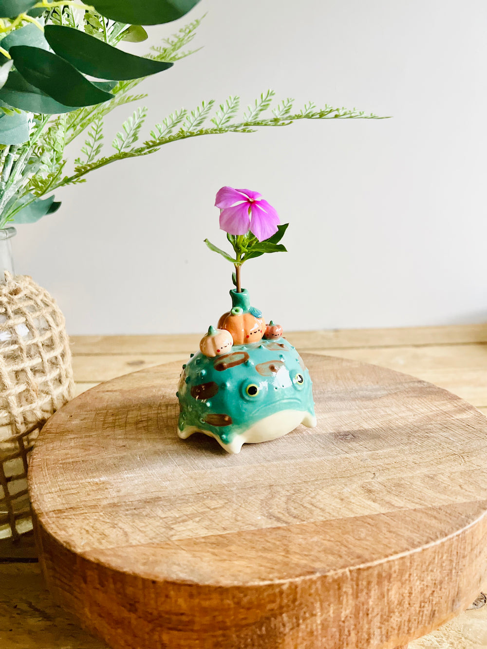 Grumpy Froggo with pumpkin friends bud vase, photo 8 of 9