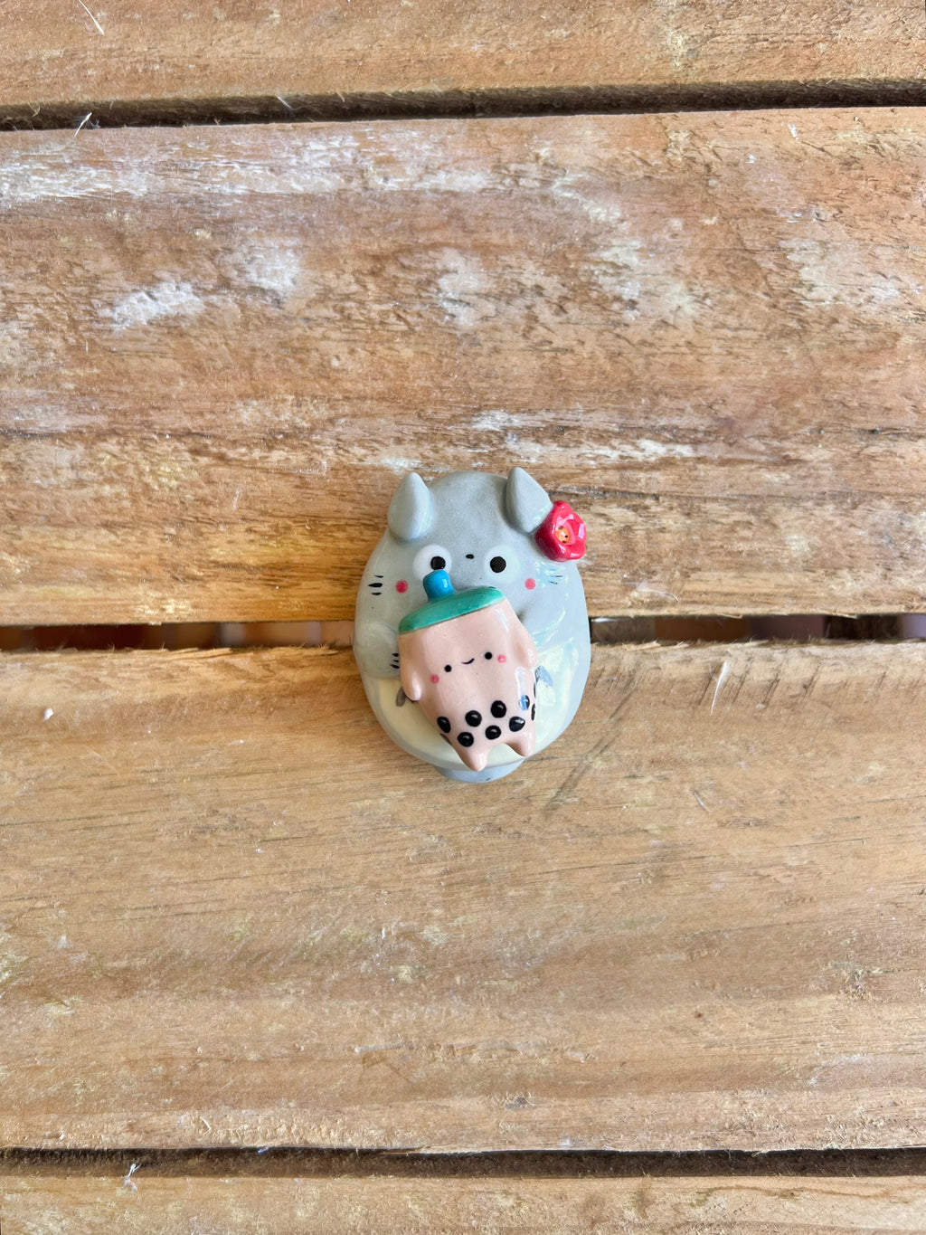 Totoro with bubble tea magnet