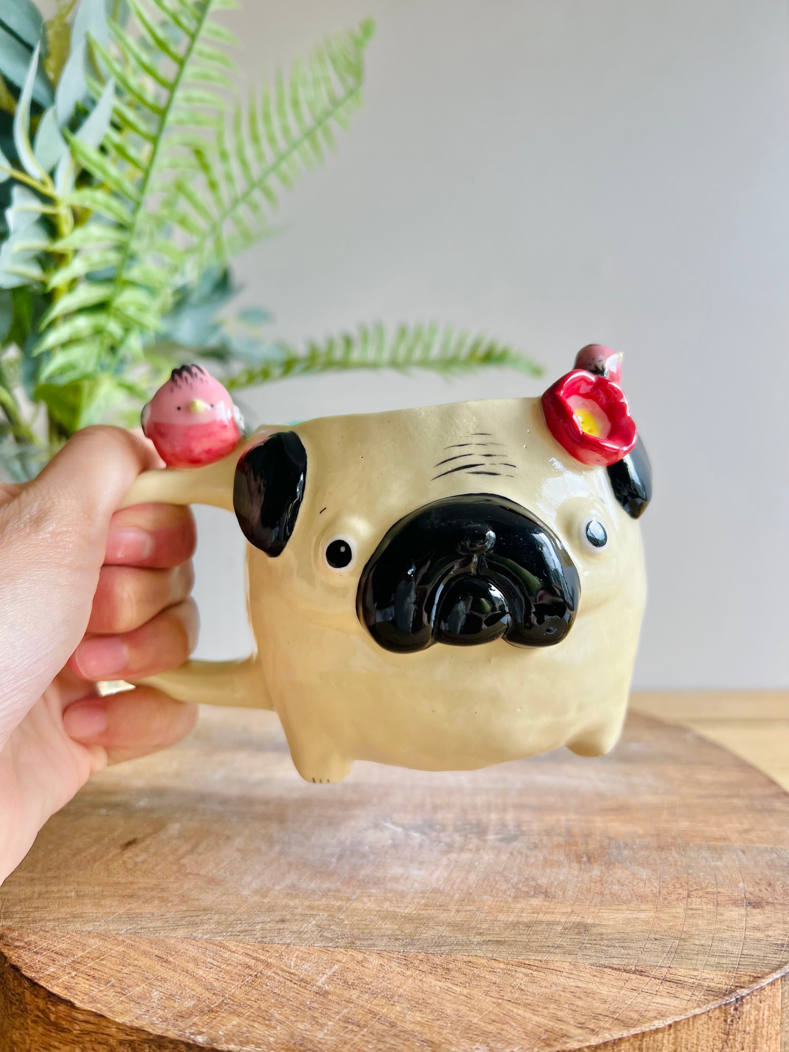 ‘Pugs and kisses’ Puggo muggo with pink galah friends #5