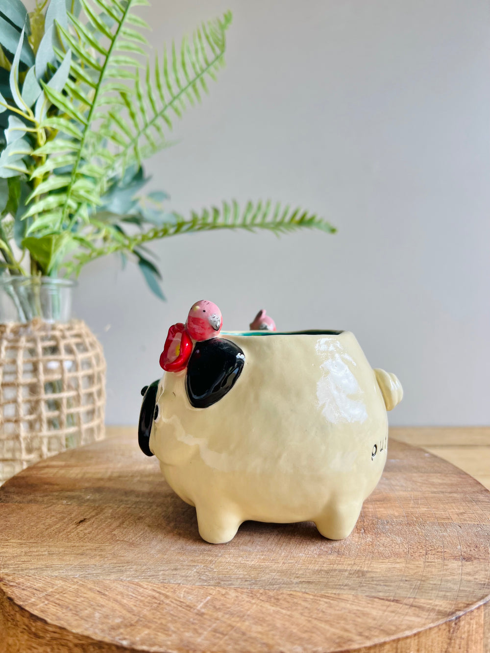 ‘Pugs and kisses’ Puggo muggo with pink galah friends #6, photo 4 of 8