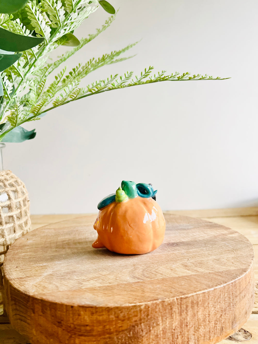Pumpkin with black cat witch friend bud vase, photo 5 of 8