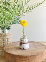 Snowman with gingerbread friend bud vase