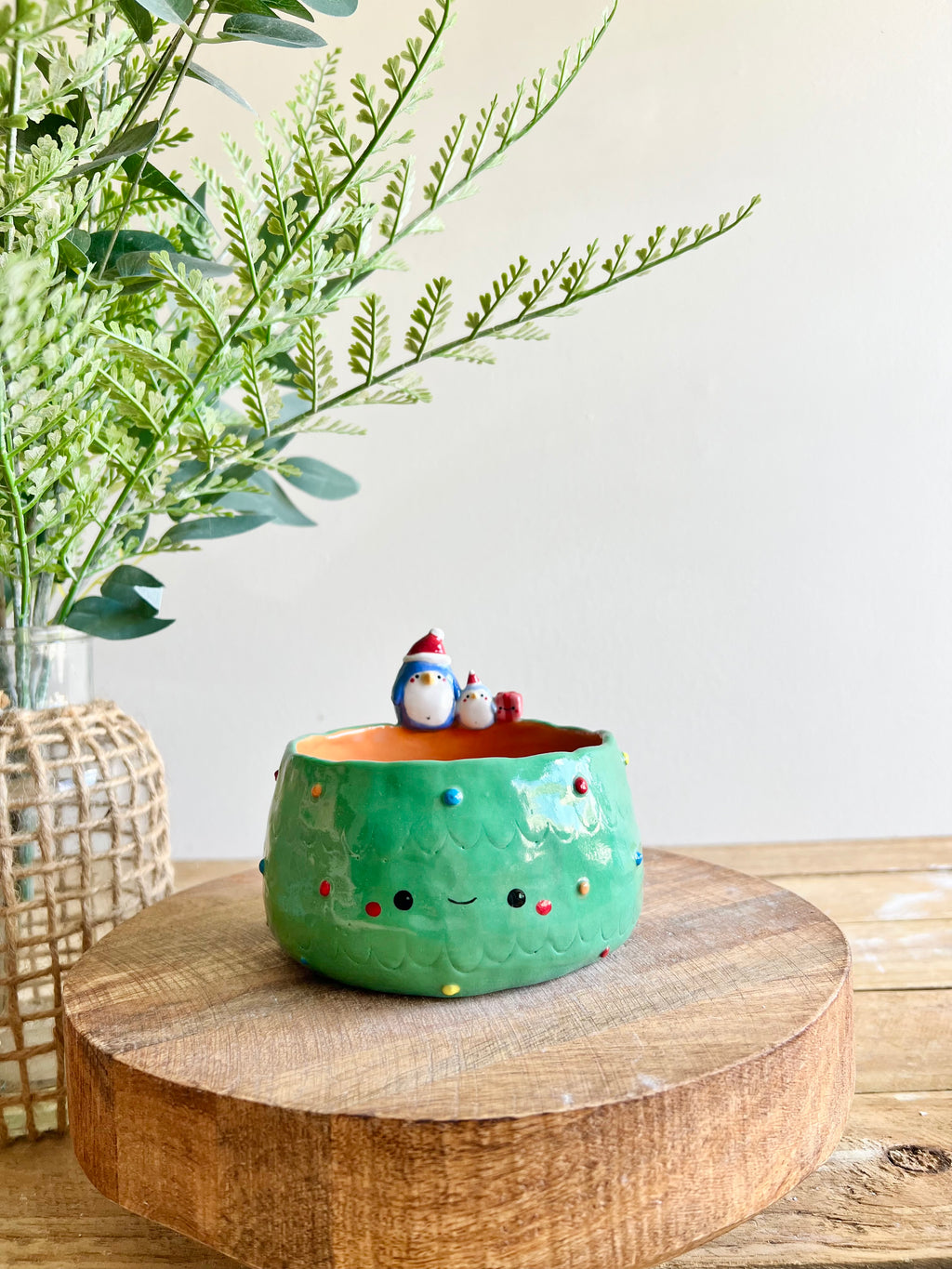 Christmas tree bowl with penguin friends