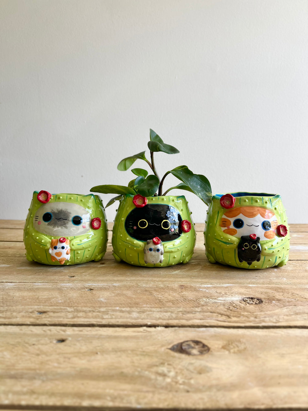 Flowery ginger CAT-us pot with black cat friend, photo 14 of 14