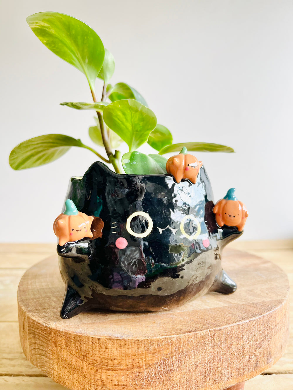 Black cat pot with pumpkin friends, photo 5 of 9