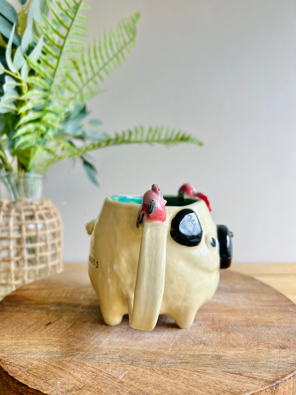 ‘Pugs and kisses’ Puggo muggo with pink galah friends #3, photo 2 of 8