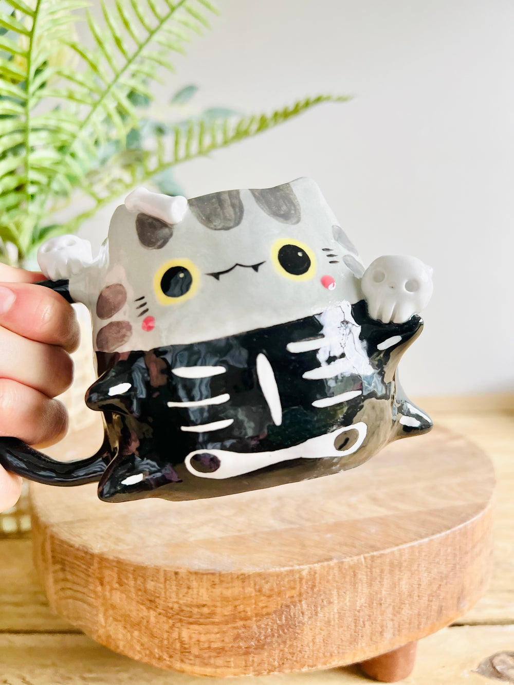 Skeleton cat mug with cat skull friends, photo 10 of 10