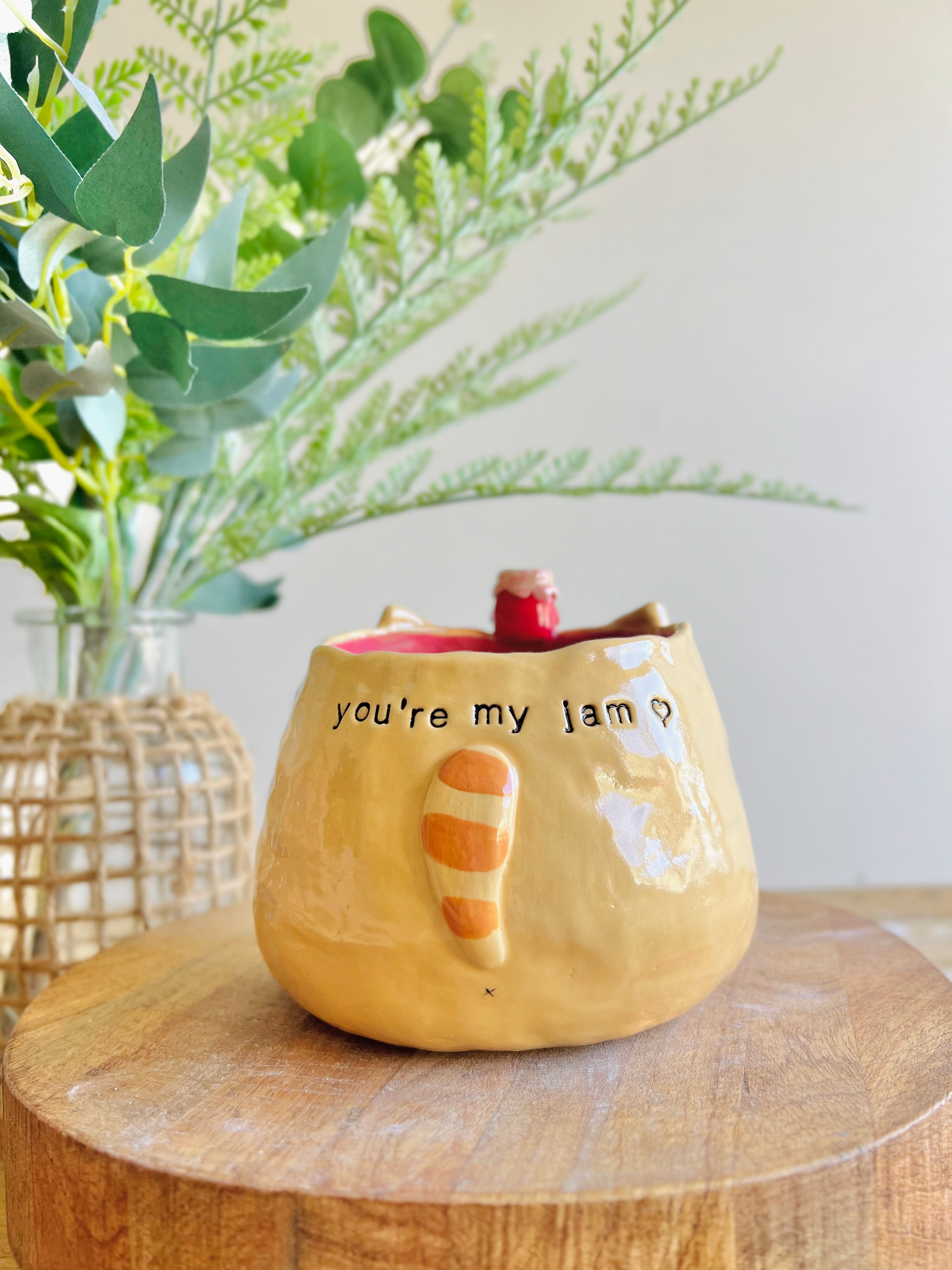 Jammy love pun Ginger cat pot