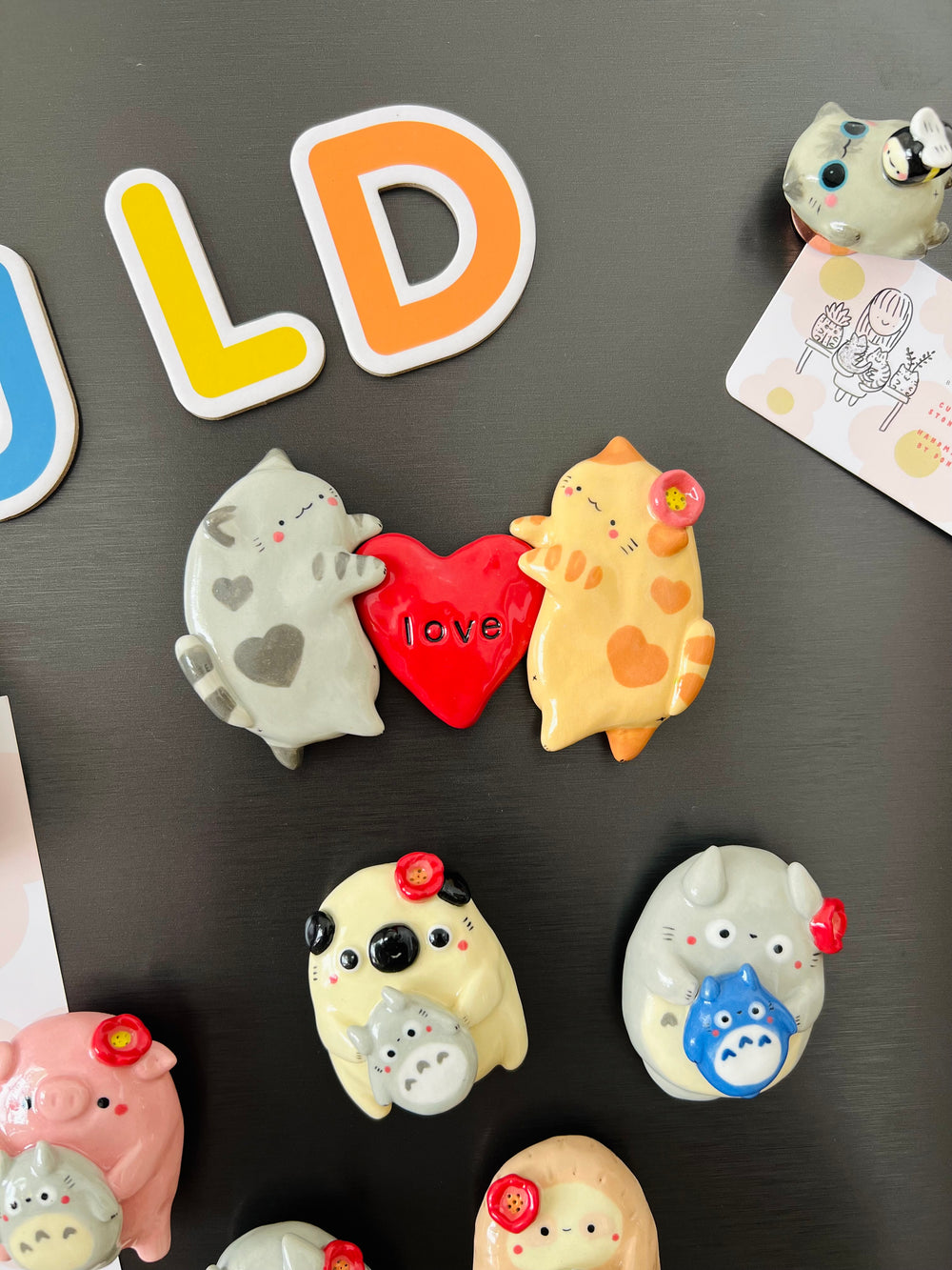 Magnetic cat love magnet set, photo 4 of 9