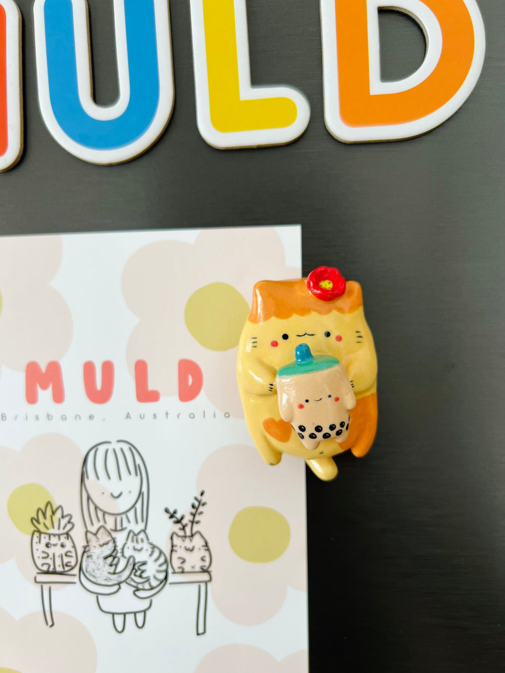Ginger cat with bubble tea magnet, photo 2 of 7