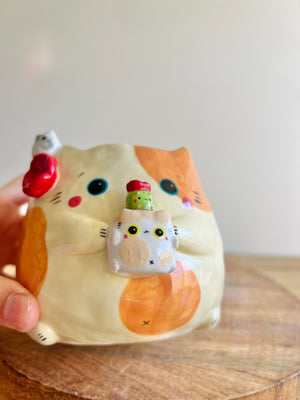 Ginger Cat Pot with Cactus Cat Pot