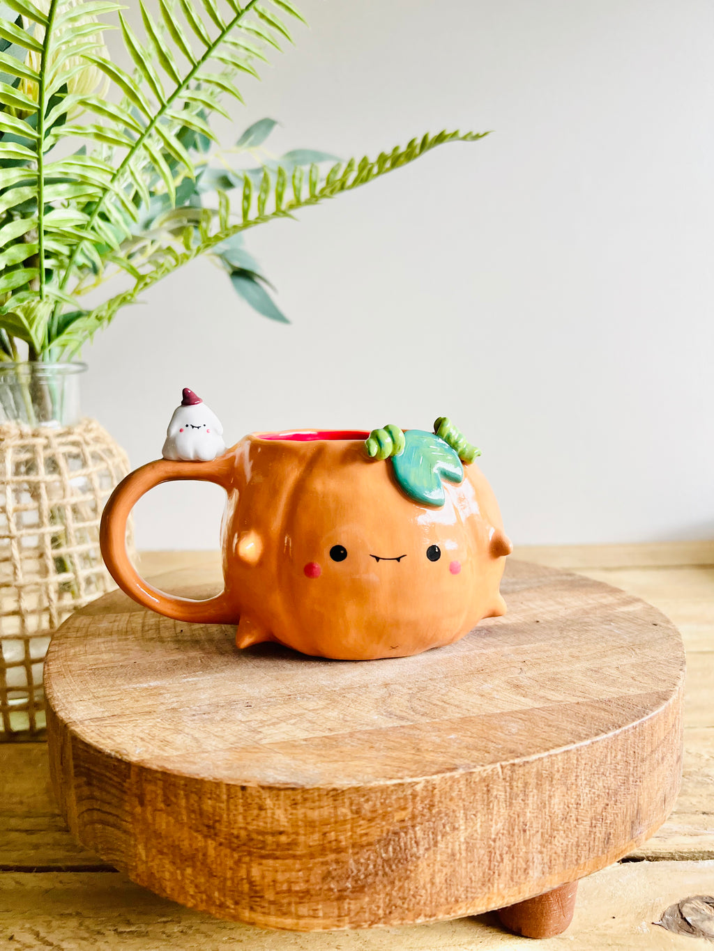 Pumpkin mug with ghost friend