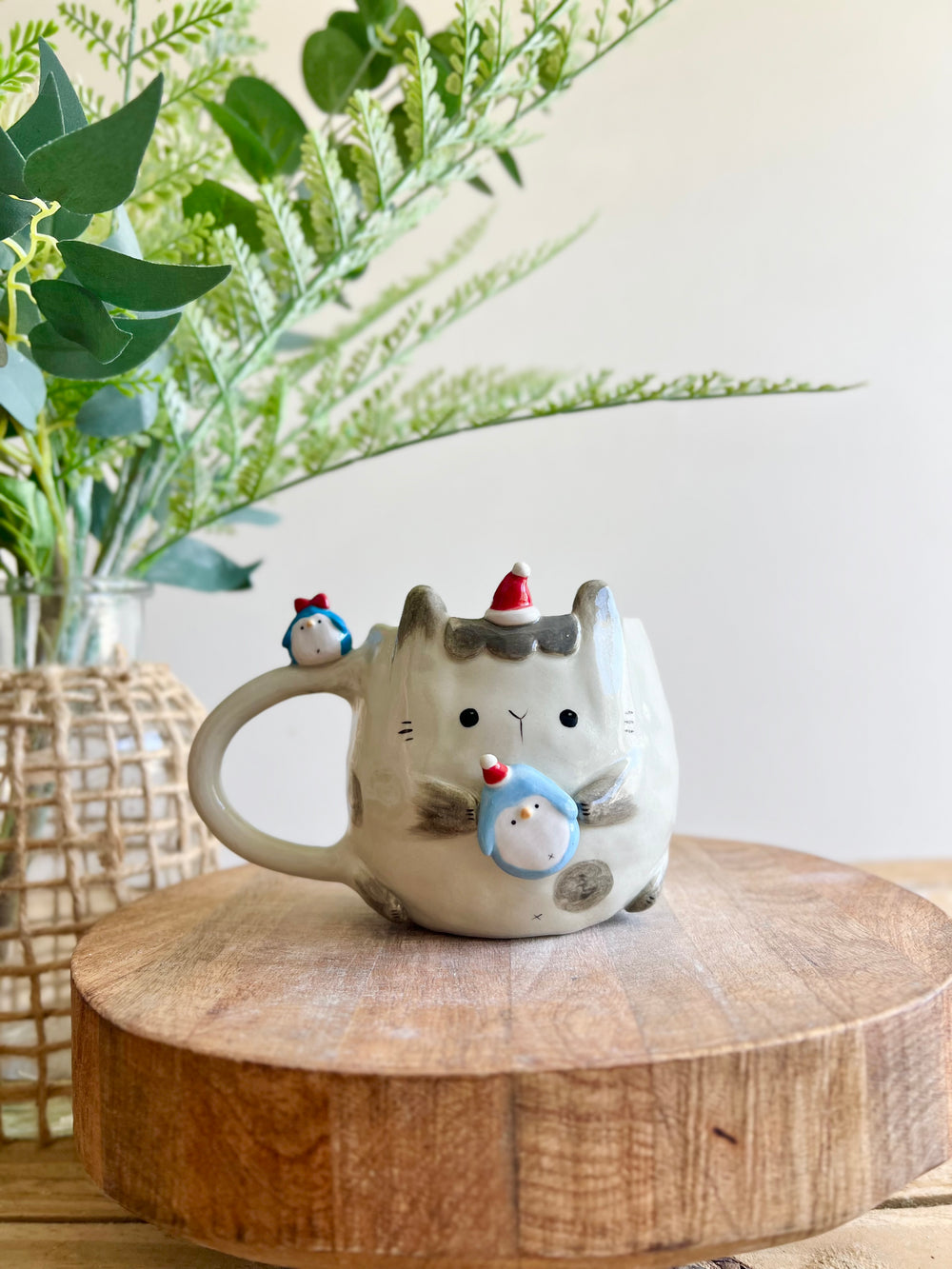 Festive bunny mug with penguin friends, photo 1 of 13