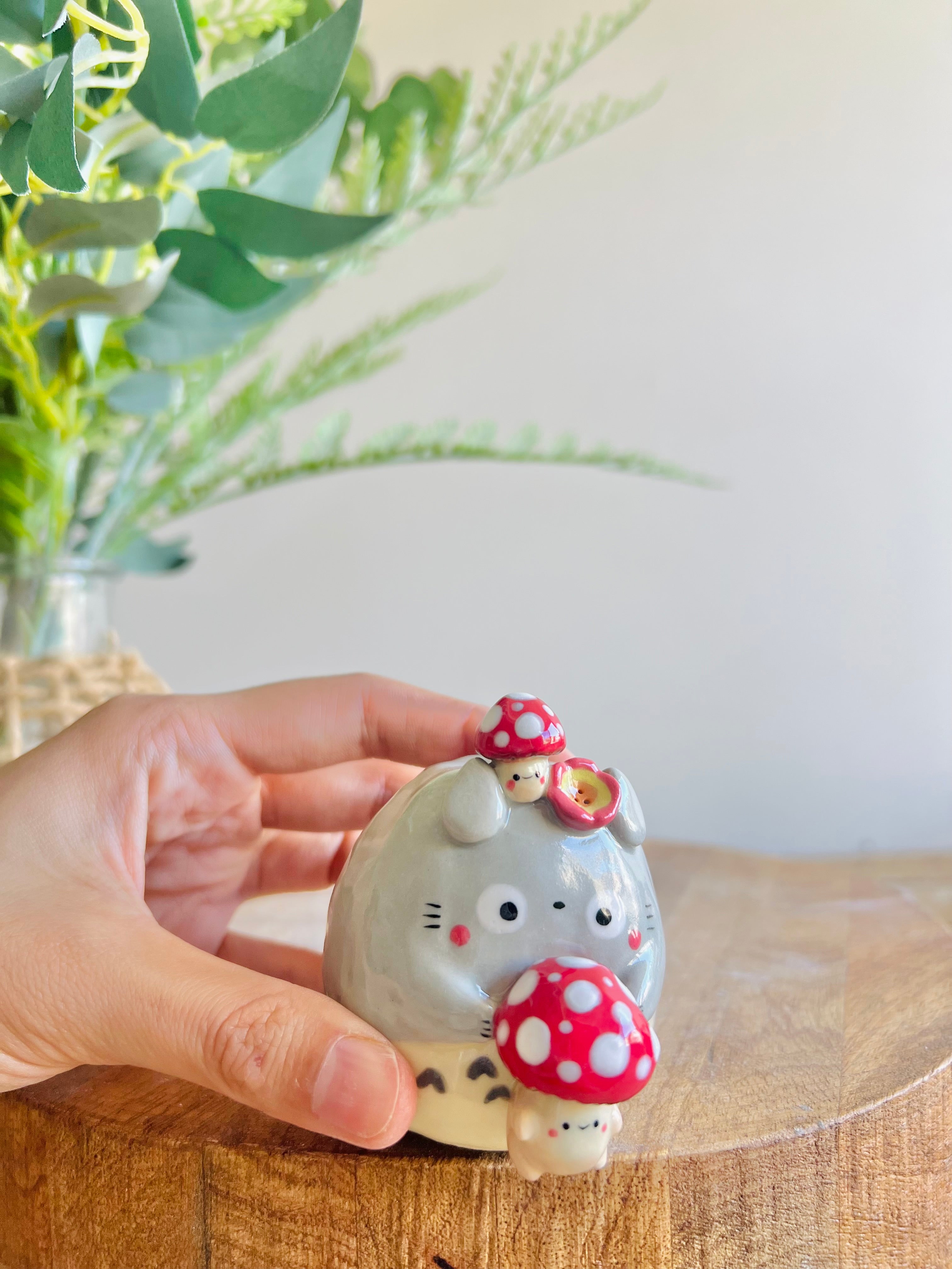 Totoro mushroom bud vase