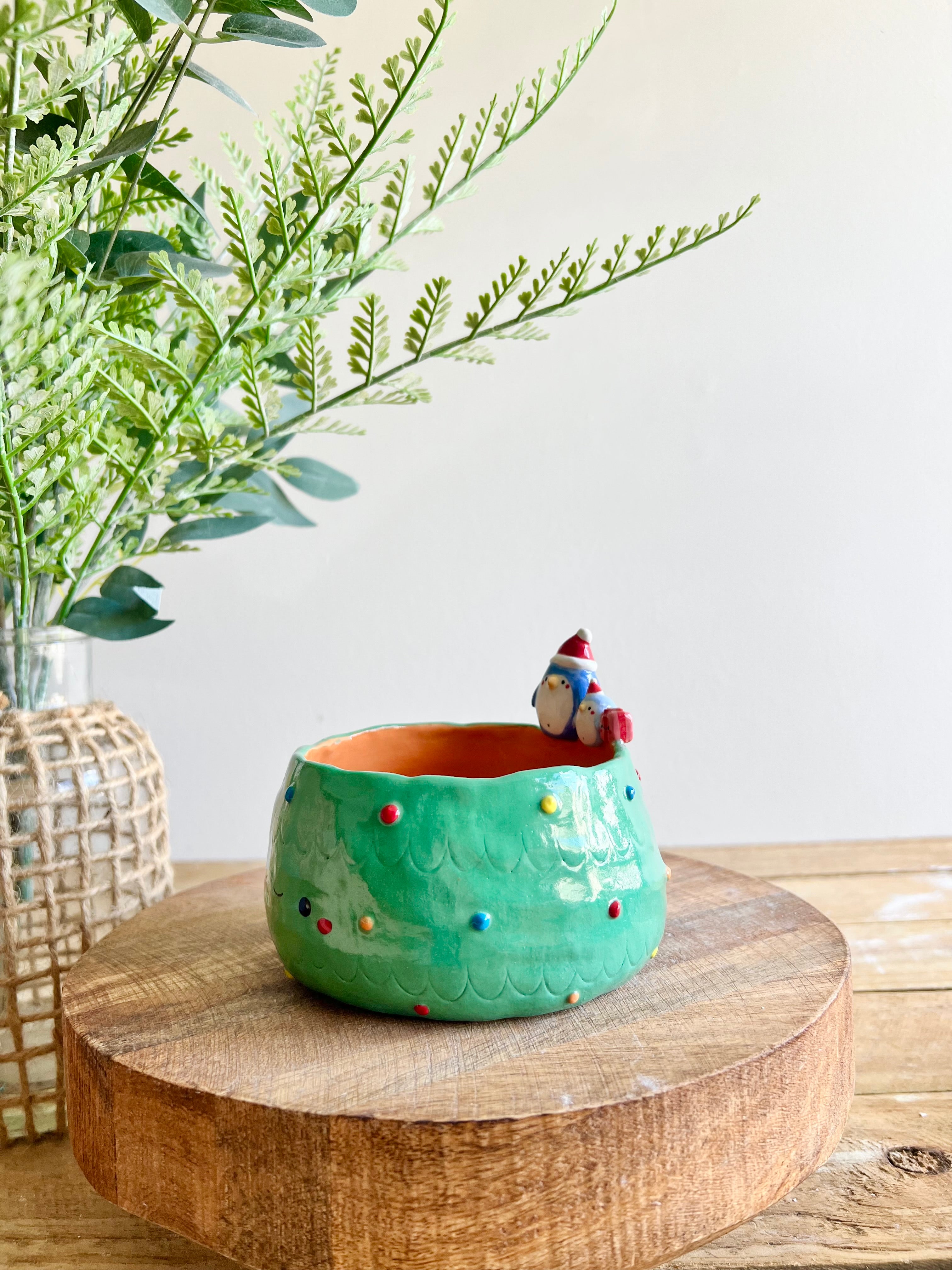 Christmas tree bowl with penguin friends