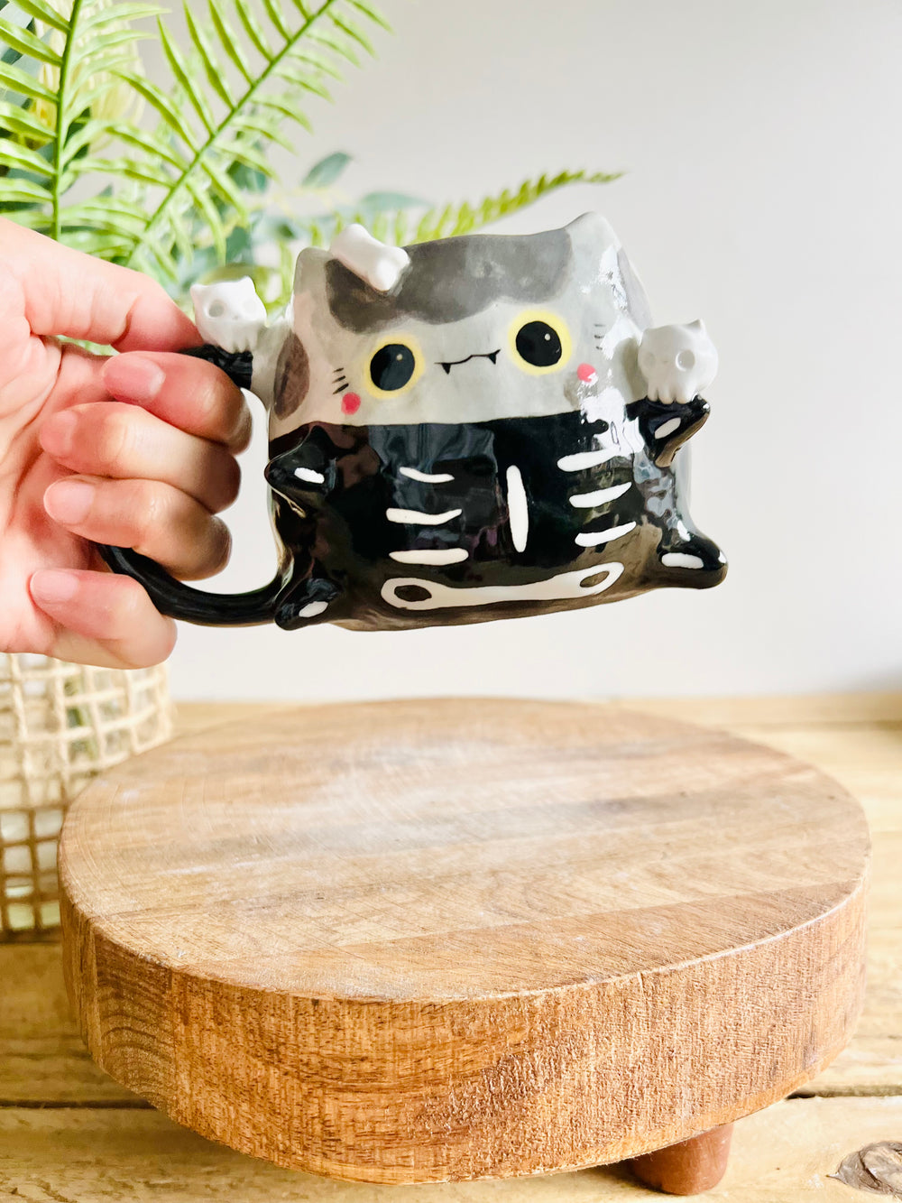Skeleton kitty mug with cat skull friends, photo 7 of 10