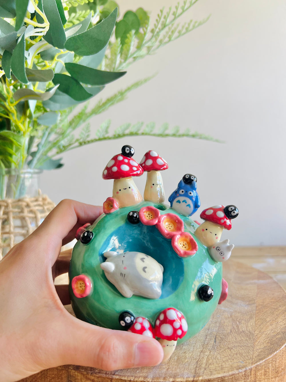 Sleeping Totoro & friends mushroom bud vase, photo 8 of 17