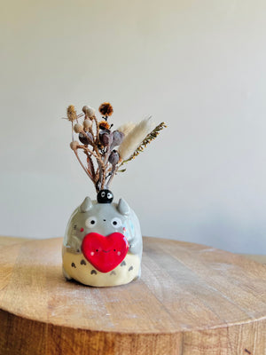 Totoro love heart bud vase