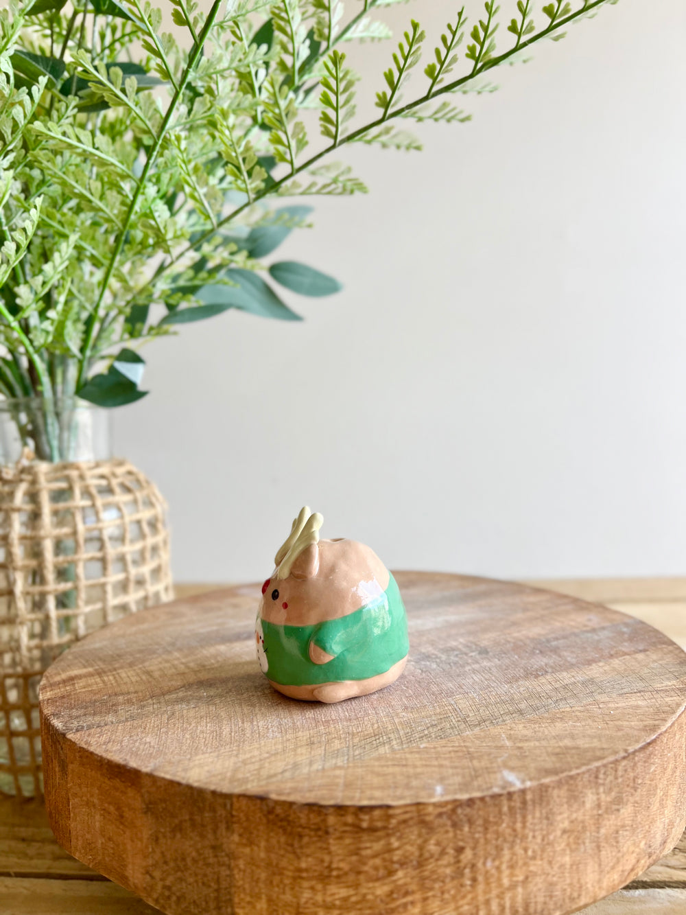Green Christmas sweater reindeer bud vase, photo 5 of 9