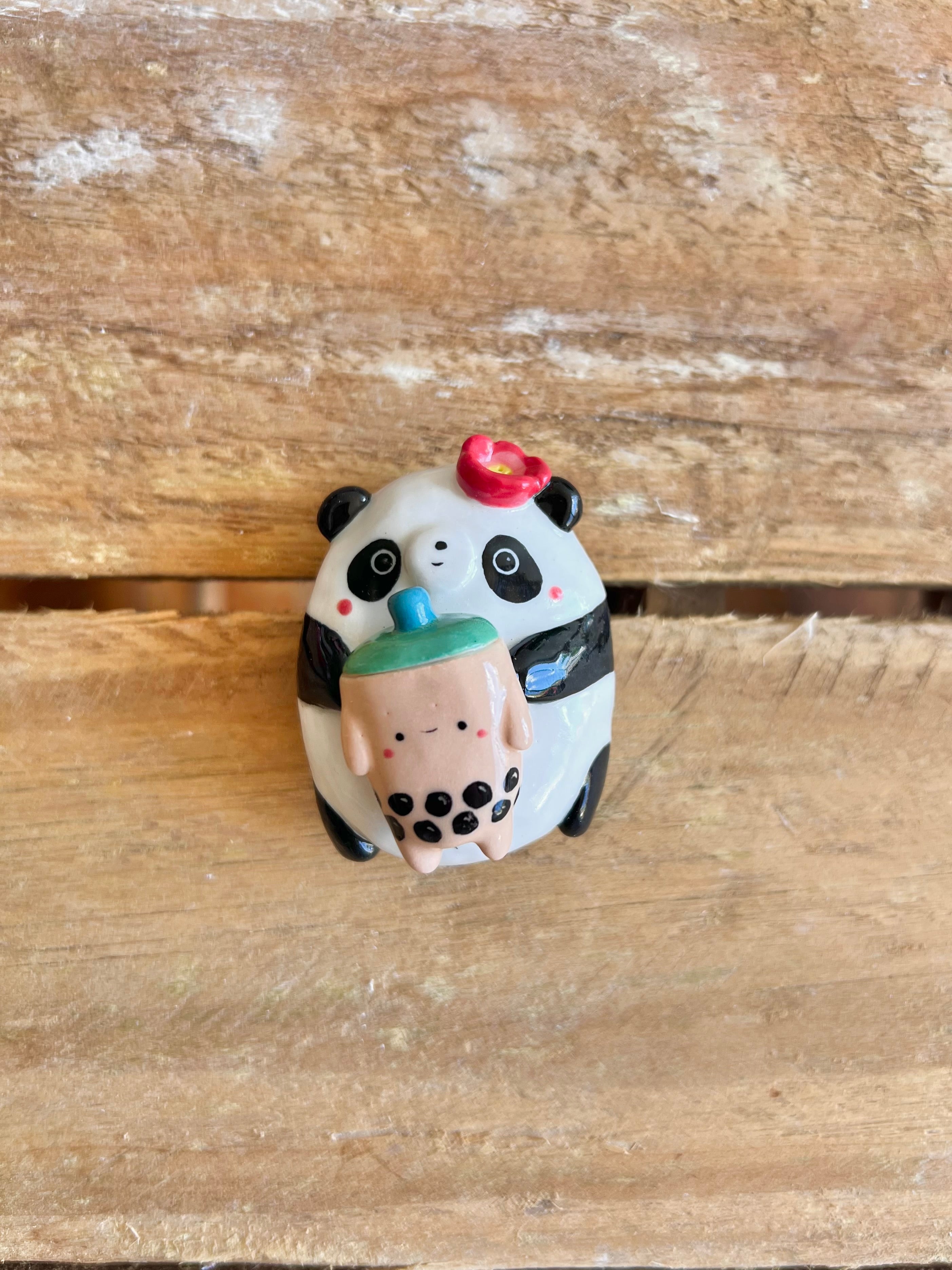 Panda with bubble tea magnet