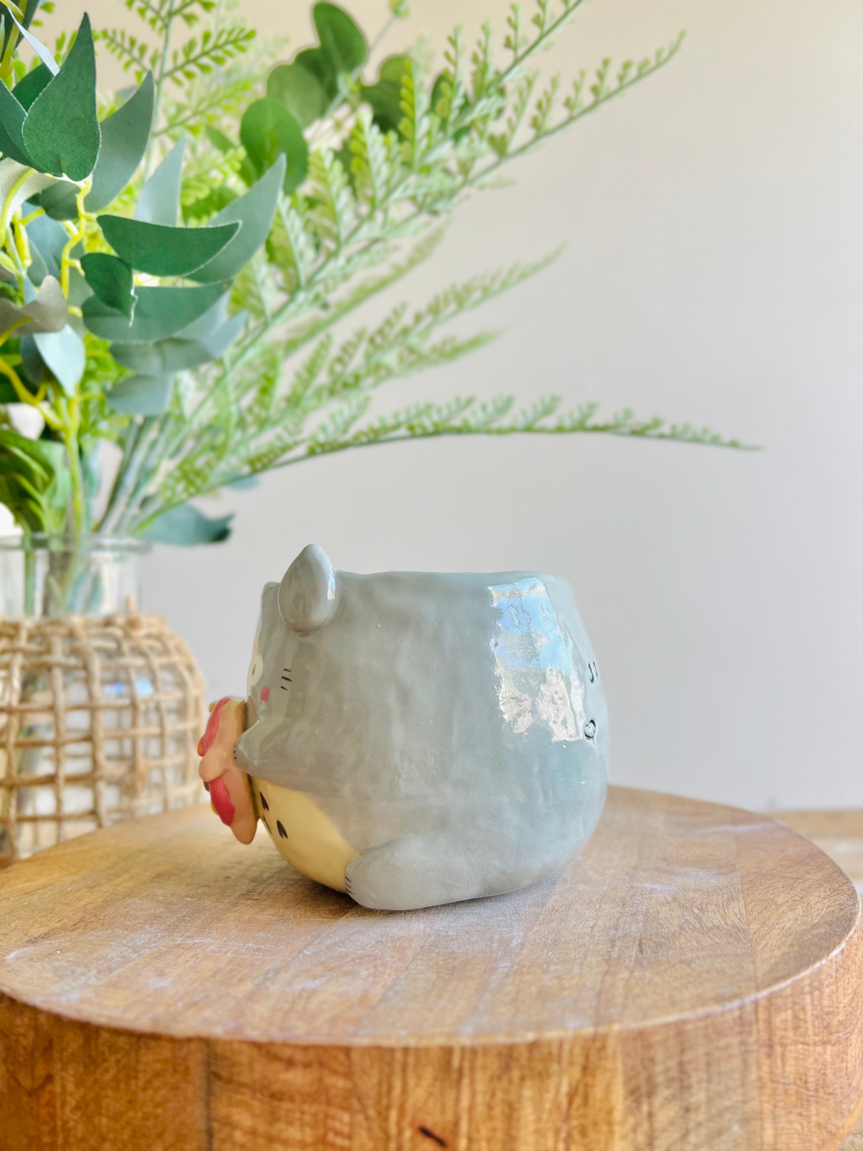 Donut love pun Totoro mug