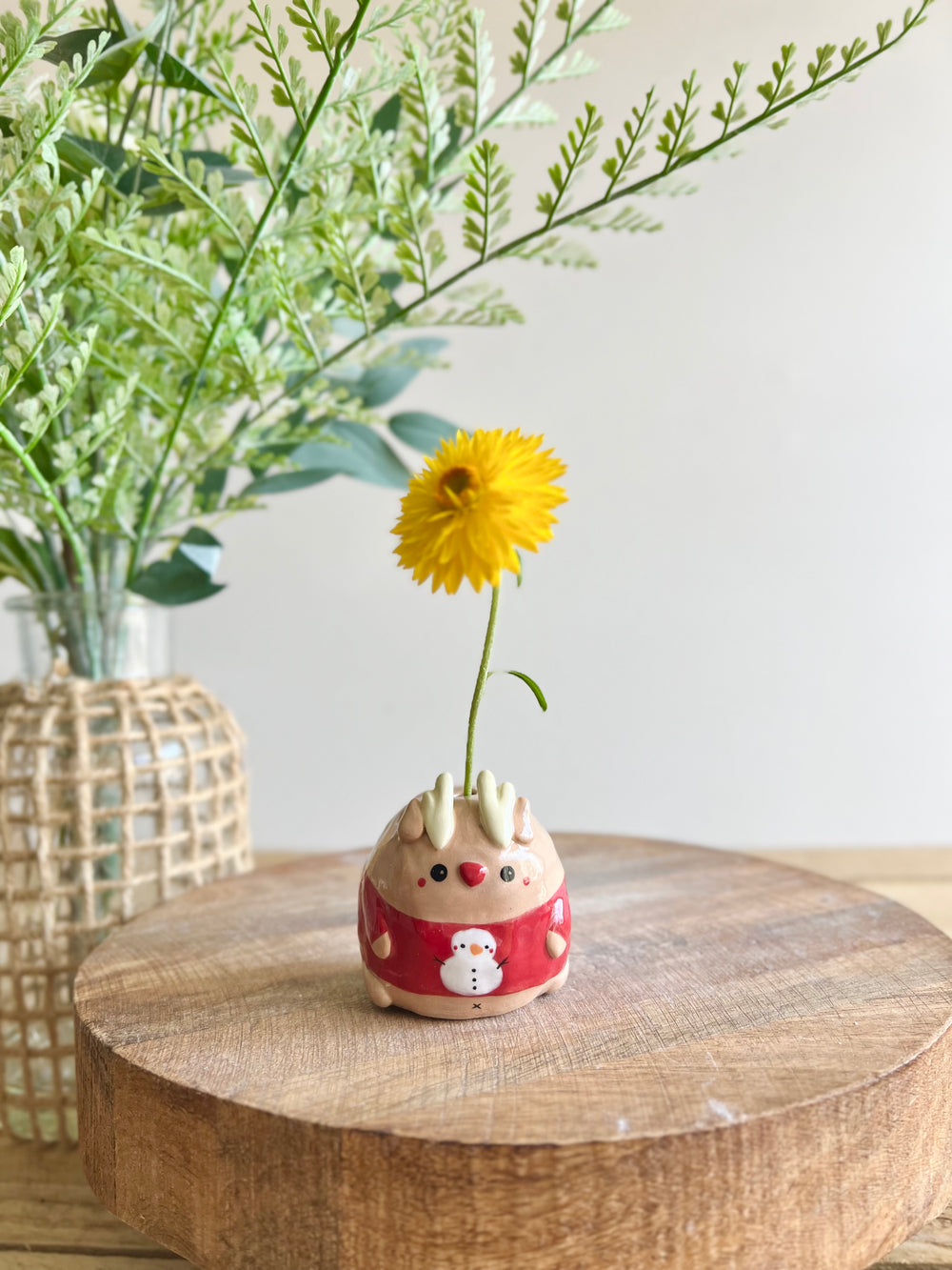 Red Christmas sweater reindeer bud vase, photo 1 of 10