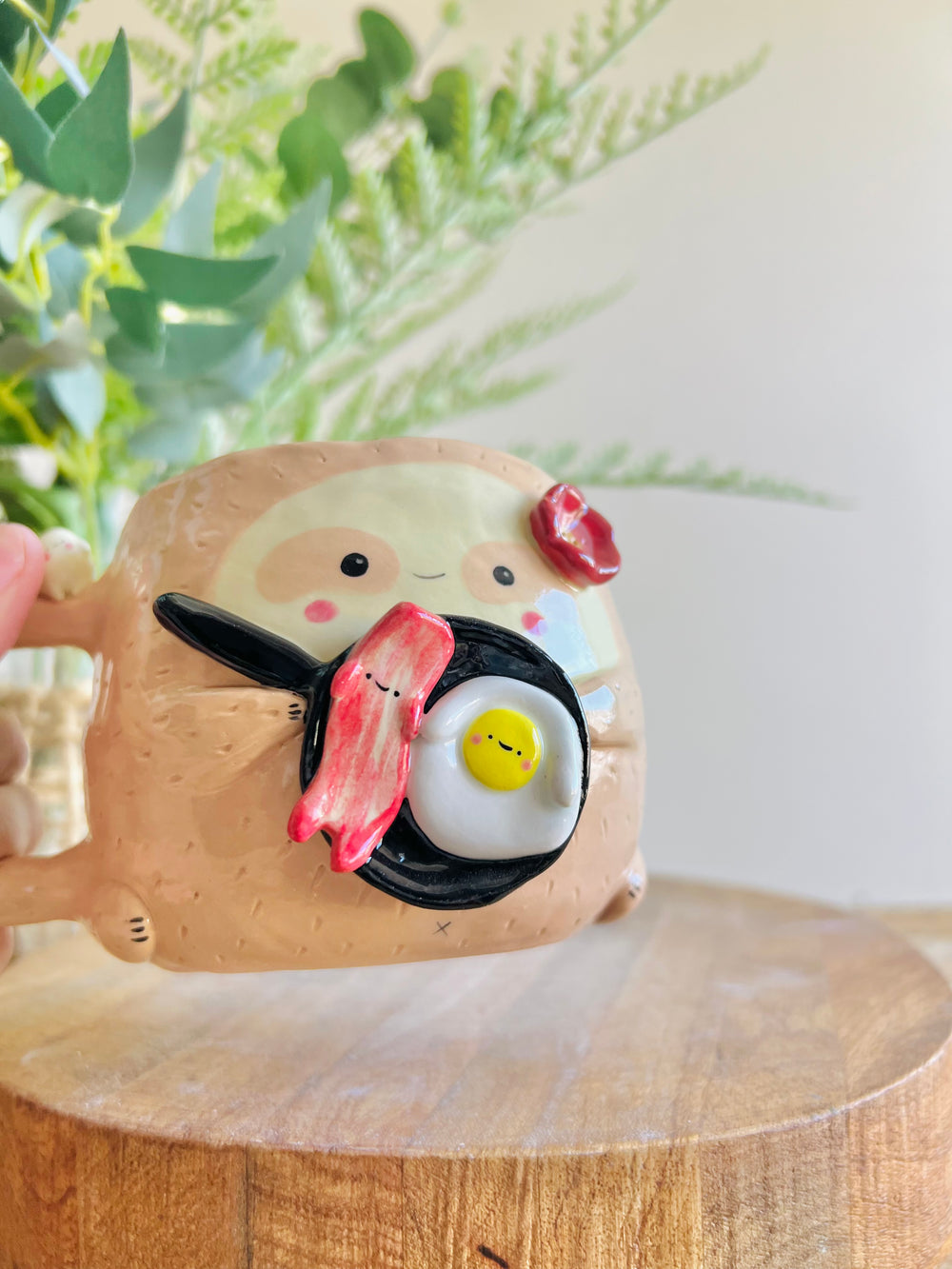 Bacon & eggs pun love Sloth mug, photo 6 of 14