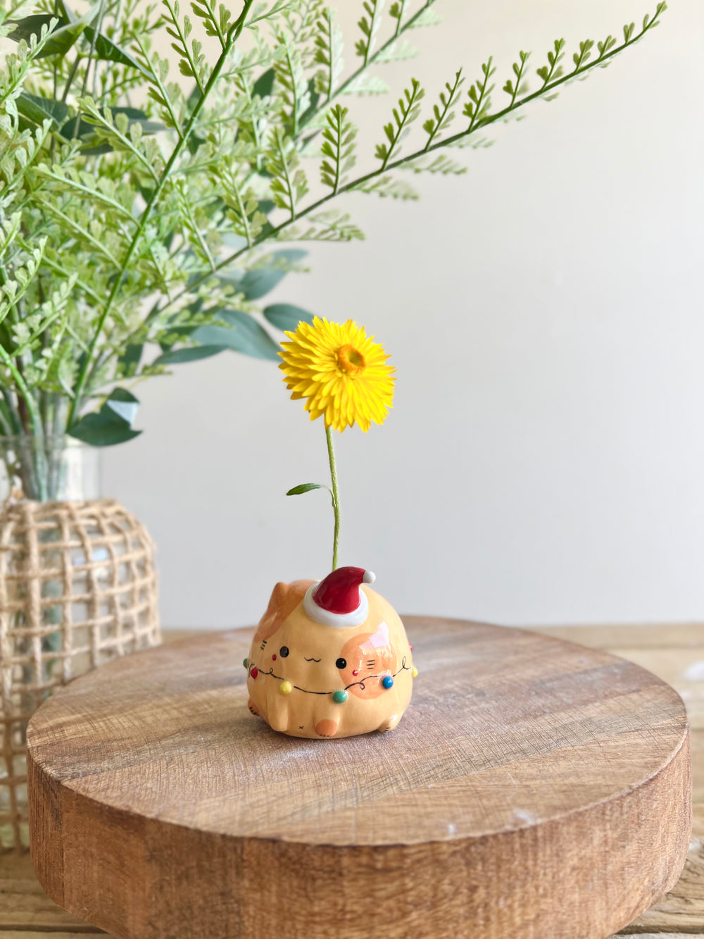 Ginger cat Christmas lights bud vase, photo 9 of 13