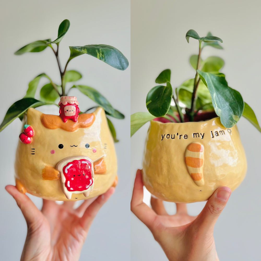 Jammy love pun Ginger cat pot, photo 10 of 14